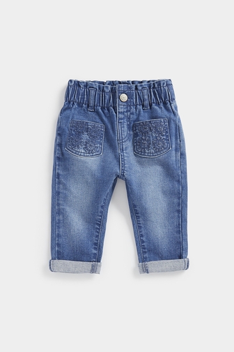 Paperbag denim trousers sales